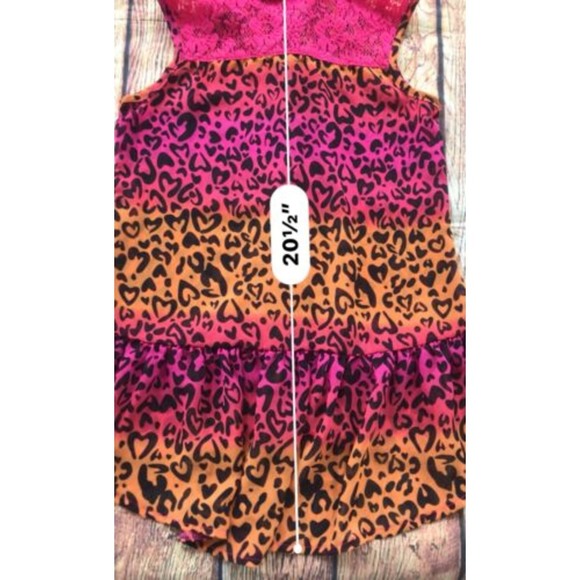 George Leopard Print Hearts Button Front Lace Ruffle Top Girl's Size Med. Pink - Picture 7 of 8